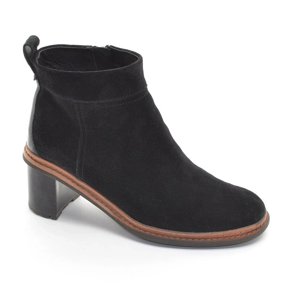 Clarks Trace Glow Black Suede Zip Ankle Boots 39 / 8